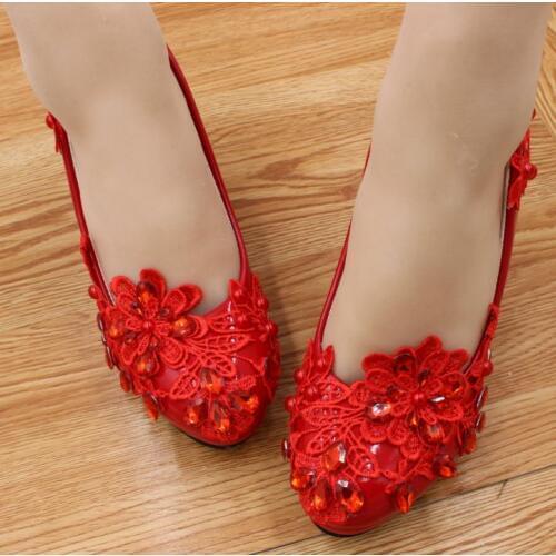8CM HEEL 3 inch high heels platforms red lace party wedding pumps shoes woman handmade crystal NQ257 girls anniversary shoes