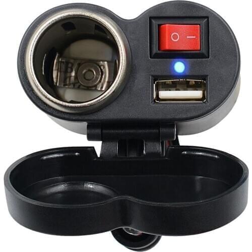 Waterproof USB Motorcycle Handlebar Charger With Cigarette Lighter Adapter Power Supply Socket for Phone Mobile DC12-45V