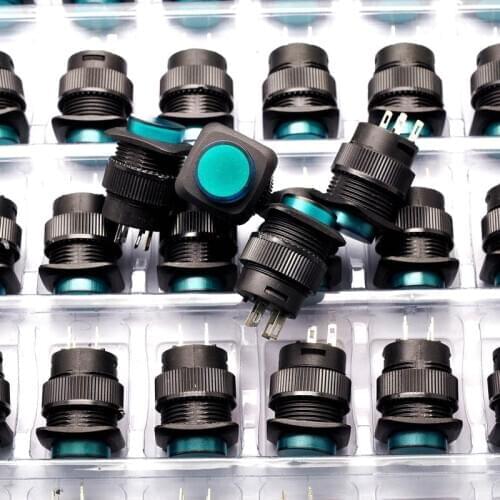 Green With light without lock / self-reset switch / R16-504BD cabinet 16MM 3A / 250V