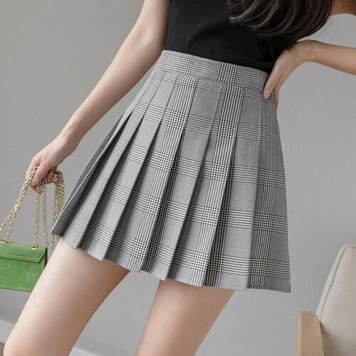 Pleated Skirt Plaid Students Summer Women Skirt High Waist Stitching Student Pleated Skirts Women Sweet Girls Dance Mini Skirt
