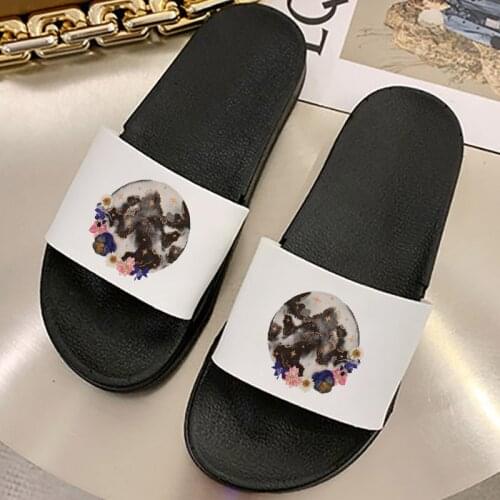 Women Sandals 2021 Harajuku Flat Bottom Flip Flops Shoes Summer Beach Non-slip Pattern Soft Sole Slide Sandalias Plus Size 41