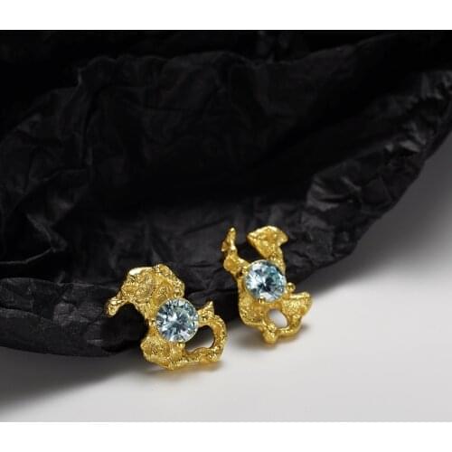 Silvology 925 Sterling Silver Breakage Irregular Zirconia Stud Earring for Women French Diamond Earring Design Er Luxury Jewelry