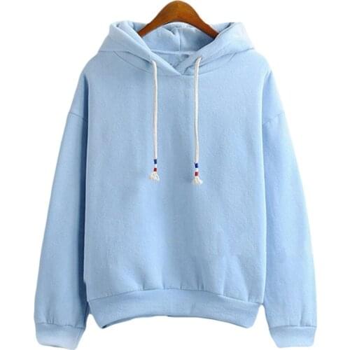 Women Hoodies Sweatshirts New Hot Sale Candy 10 Color Long Sleeved Thick Casual All-match Solid Leisure Hooded Hoodie Loose Tops