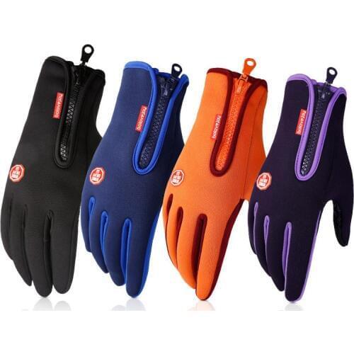 Winter Windproof Gloves Full Finger Fleece Touch Screen Gloves Unisex Waterproof Cycling Gloves Anti-Slip Skiing Mittens