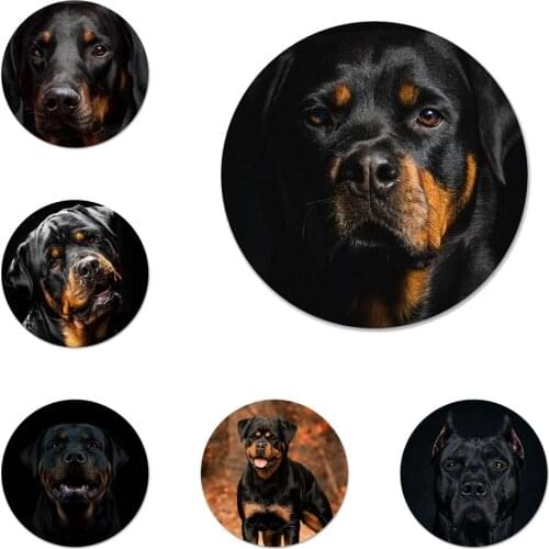58mm Cute Rottweiler Dog Icons Pins Badge Decoration Brooches Metal Badges For Clothes Backpack Decoration