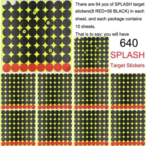 1" Shooting Splatter Splash Target Stickers in 640 Pcs/Pack suitalble for target shooting for any firearm airgun pellet gun BBs