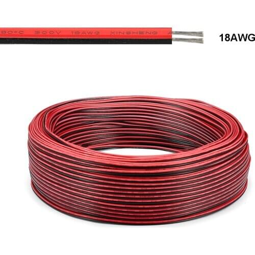 2 Pin Speaker Cable 18AWG Tinned Copper Wire Electrical Wire For 2835 5050 LED Strip Power Battery Case Led Splitter Solar Panel