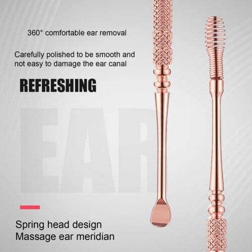 2Pcs Ear Pick Spiral Head Spring Stainless Steel Massage Flexible Ear Wax Remover Canal Cleaner Flexible Design Ear Care Tool