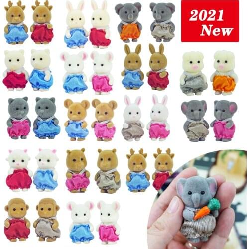 2021 New Doll House Accessorie 1/12 Miniature Forest Animal Family Action Figure Dolls 1.65 Inch Diy Collectible Toys For Girls