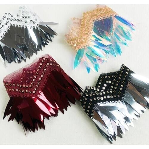 3 Yards /1 Piece Lace Trim 8cm Wide Melon Seeds Laser Sequins 3D Embroidery Handmade Costumes Dress Accessories