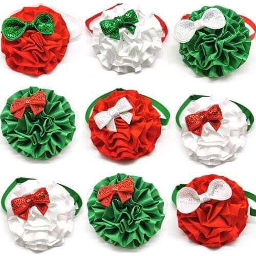 50/100pcs Christmas Design Middle Dog Bow Ties Flower Collar Dog Bow Tie for Holiday Party Dogs Grooming Products Pet Supplies