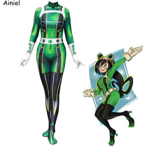 Ainiel My Hero Academia Froppy Academia Tsuyu Asui Cosplay Costume Spandex 3D Printing Zentai Suit KIDS ADULT