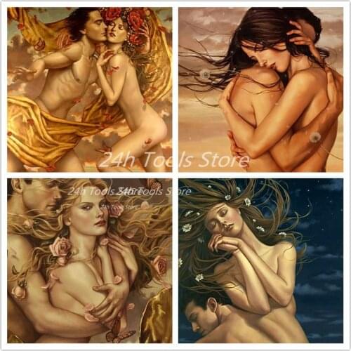 5D Diy Diamond Embroidery Full Square Drill Naked Couple Men and Women Rhinestone Mosaic Cross Stitch Kit Valentine Gift