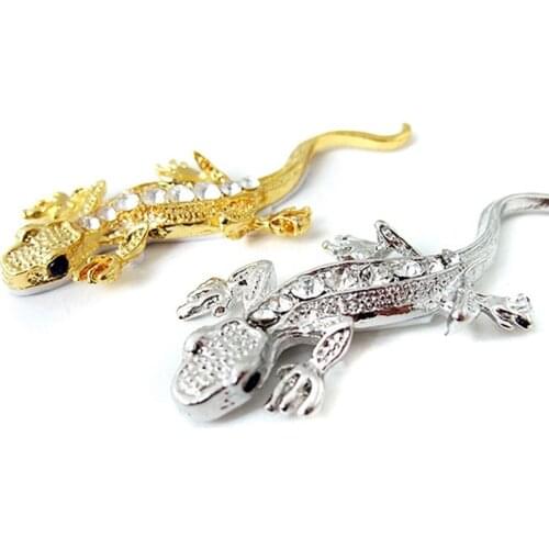Car Sticker Rhinestone Diamond Lizard Gecko Metal Sticker 3D Emblem Sticker Automobiles Accessories