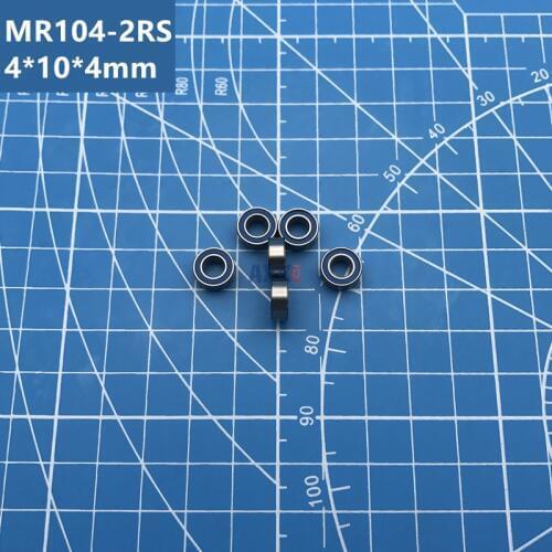 Free shipping high quality 10pcs MR104-2RS (blue sealed) 4*10*4mm miniature deep groove ball bearing L-1040-2RS MR104RS MR104