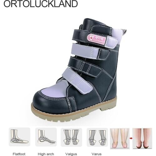 Children Long Healthy Boots Boy Girls Orthopedic Walking Shoes For Kids Toddler High Top Winter ClubFoot Booties With Hook Loop