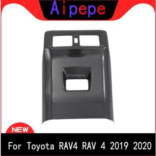 For Toyota RAV4 RAV 4 2019 2020 Car Air Conditioning Vent Outlet Cover Trim Armrest Box Rear Carbon Fiber Style Car Styling
