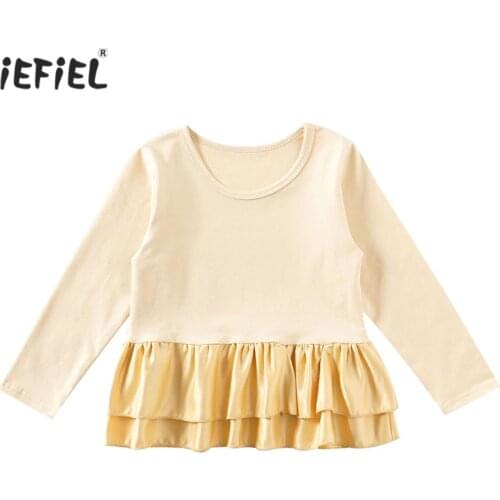 Toddler Kids Girls T-shirt Long Sleeve Tops Spring Autumn Cotton Baby Girl Clothes Kids T Shirt Layered Ruffle Hem Peplum Tops