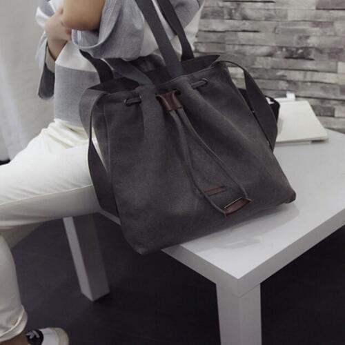 Hot Sale High Quality Women Canvas Shoulder Bags Drawstring Handbag Bucket Tote Messenger Bags Purse Satchel Fashion Bags