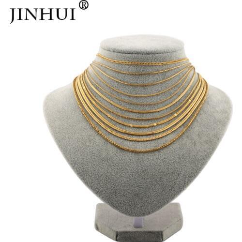 Jin Hui African Trendy Golden Necklaces Length 45cm fashion Men Women Jewelry good friend Birthday present for girls gift