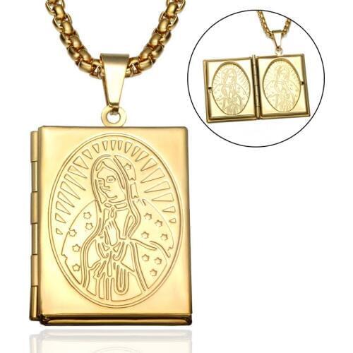 Catholic Virgin Mary opens necklace pendant