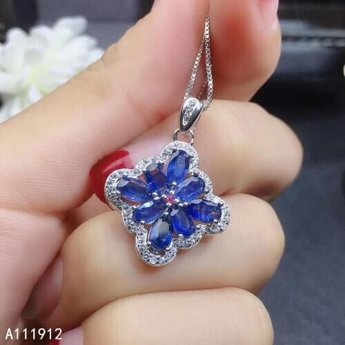 KJJEAXCMY fine jewelry natural sapphire 925 sterling silver women gemstone pendant necklace chain support test fashion
