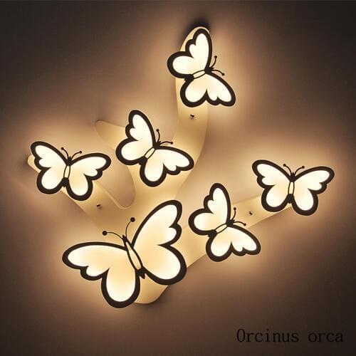 Creative ultra thin LED ceiling lamp living room childrens room light modern simple butterfly ceiling lamp free shipping