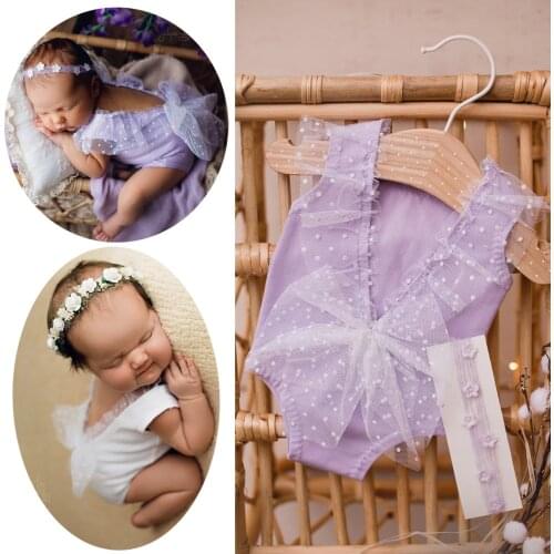 Newborn Photography Dots Lace Outfit Girl Shoot Props Baby First Picture Gifts Headband Accessory Set