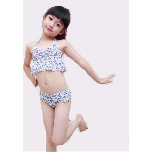 Kids Swimsuit Girls Two Pieces Swimwear Kids Children Ruffles Print Swimwear Bathing Suit Baby Swimming Set Costume Clothes