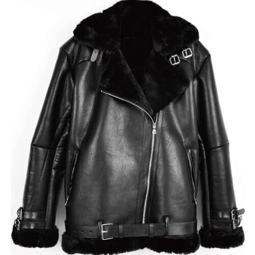 Winter Thick Warm Woman Fur Lined Jackets and Coats European and American Style Automotive Sheepskin Overcoat Lady Clothing A299