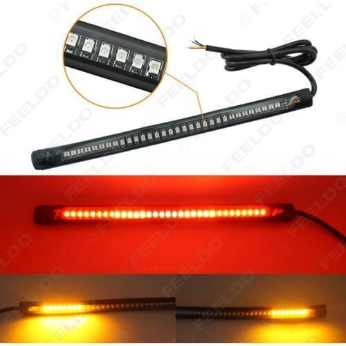 MOTOBOTS 5Pcs Red and Amber Motorcycle Car 48LED LED Turn Signal Light Tail Brake Stop License Plate Lamp Rear Light #FD-2376