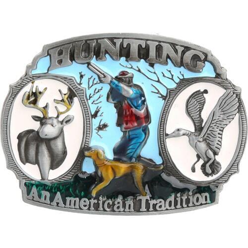 Men Huntsman Carved Fashion Hunting Theme Belt Buckle Hip-Hop Cowboy Buckle