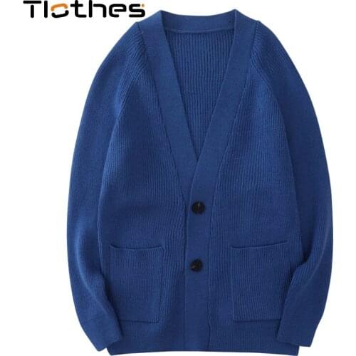 Solid Color Knitted Cardigan Sweaters Men Clothes Korean Loose V-neck Knitted Sweater Brand Mens Casual Knit Jackets Mens