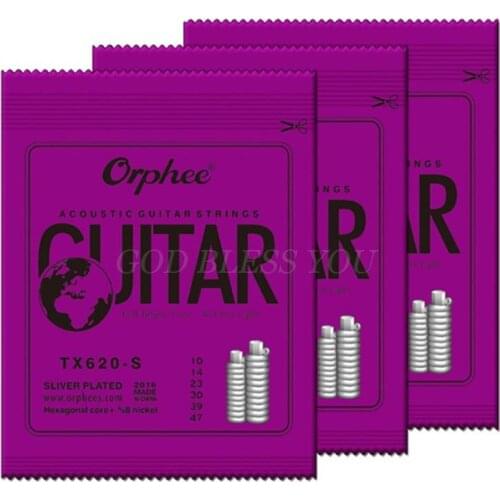 Orphee New TX620-S Acoustic Guitar Strings Special Silver Plated Anti-Rust Hexagonal Core +8% Nickel Extra Light Drop Shipping