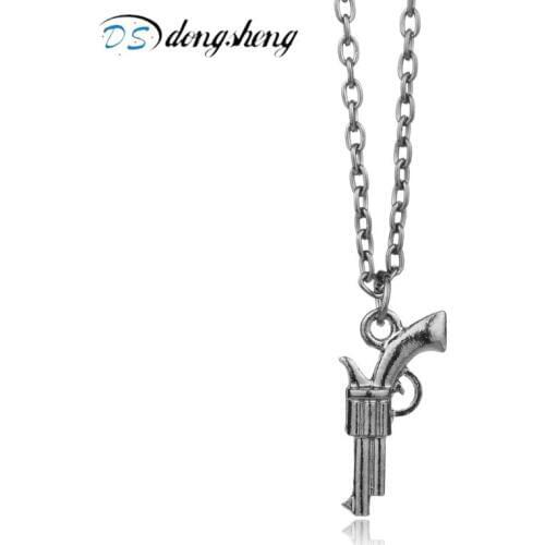 Dongsheng New Movie The Walking Dead Necklace Vintage Gun Pendant Necklace "KEEP CALM AND KILL ZOMBIES" Charm Necklace -30