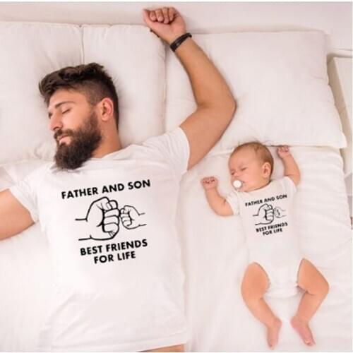 Father and Son Best Friends for Life Family Matching Clothing Family Look T Shirt Baby Dad Matching Clothes Father and Son