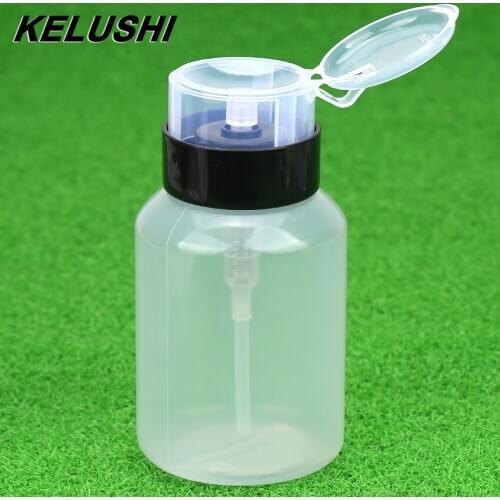 KELUSHI 250ML White Plastic Nail Polish Remover Liquid Alcohol Dispensing Bottle leakproof Pump Cap
