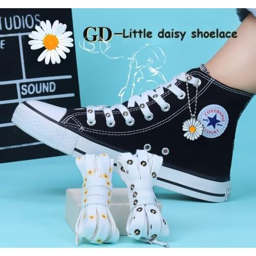 Little Daisies Shoelaces Cartoon Printing Fashion af1 cream daisy shoelace flat shoe buckle colorful Lace accessories decorative