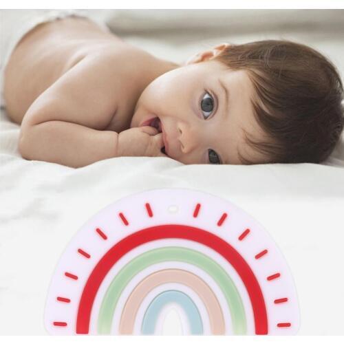 New Silicone Rainbow Tooth Gel Baby Teether Infant Newborn Chews Pacifier Chain Early Learning Toys