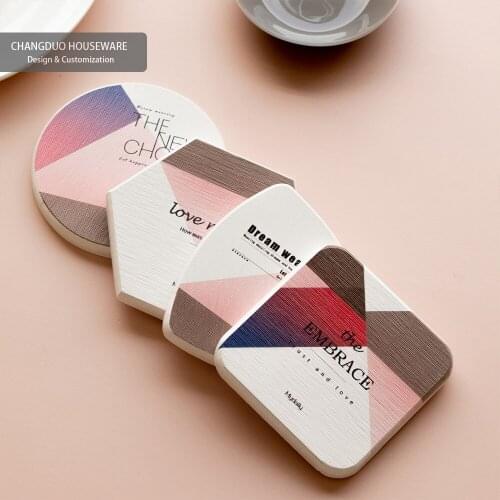 Modern and simple ins English love heart-shaped cute absorbent coaster Diatom mud placemats for dining table decoration