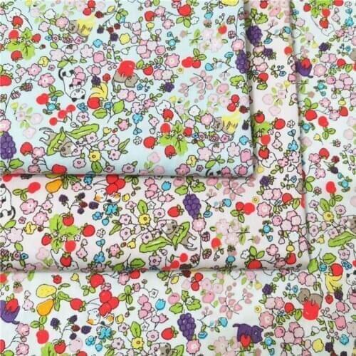 LIGHT PINK BLUE WHITE Pastoral Small Flower Purple Cat Garden Grape100%Cotton Twill Fabric For Kids Patchwork Clothes Dress Top