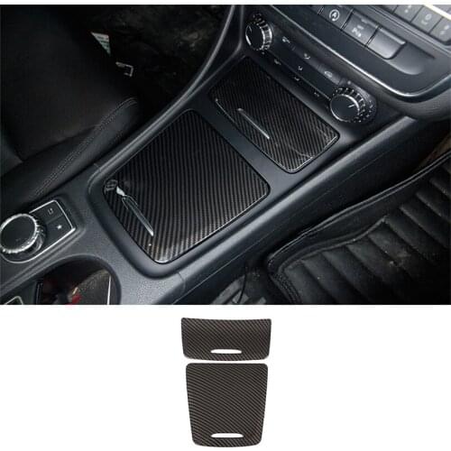 Carbon Fiber Center Storage Box Panel Trim Ashtray Cover Car Stickers For Mercedes Benz CLA GLA A Class W117 W176 A180 2014-2017
