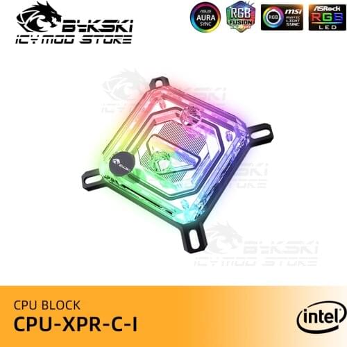 Bykski INTEL CPU Water Block Copper Transperant For I7 LGA 115x 2011 2066 CPU Cooler Copper Heatsink RGB 12V/5V MOD CPU-XPR-C-I