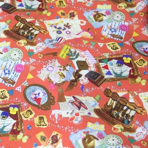 Half-Meter Japanese Cotton Fabric Patchwork Fabric Quilt Vintage fabric LightCoral