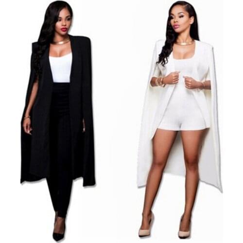 Women Long Suit Blazer Office Lady Coat Solid Long Sleeves Cape Poncho Female Elegant Jacket Formal Suit Blazer Feminino