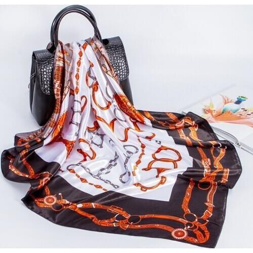 2020 Winter Silk Scarf Women Gift Scarf Simulation Silk Satin Large Square Scarf Wholesale Customization