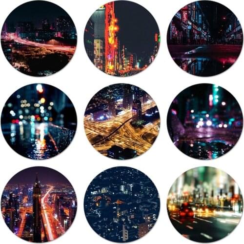58mm City lights Icons Pins Badge Decoration Brooches Metal Badges For Backpack Decoration