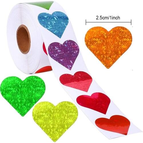 100-500pcs Colorful Love Heart Seal Stickers Valentiness Day Handmade Gift decor Birthday/wedding Party Favors Envelope Labels