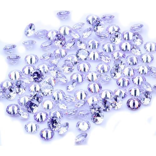 1000pcs AAAAA+ 0.8-4mm CZ Stone Round Cut Beads Light Purple Color Cubic Zirconia Synthetic Gems For Jewelry