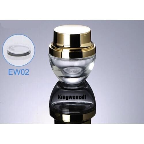 300pcs/lot Newest 30g 30ml High Grade Glass Cream Jar Clear with Gold Color For Cosmetic Packaging EW02